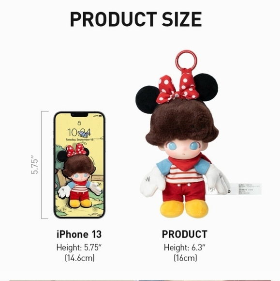 POP MART Dimoo World x Disney Series Vinyl Plush Keychain MINNIE’S BALLOON - Picture 1 of 4